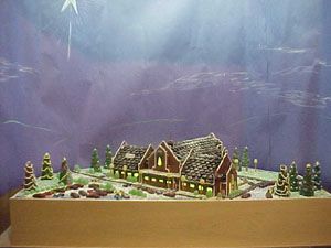 Gingerbread church and nativity, 2001