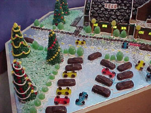 Close up of the parking lot.