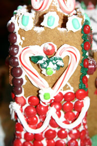 Each tower was decorated with stone m&ms three quarters of the way up, with interesting decorations at the top.