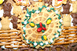 A close up of the wreath/window from the back of the church.