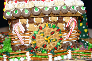 ... and the matching windows & candy canes for both sides of the church. After Julie put the little house together, Shaya and Kaitlyn decide