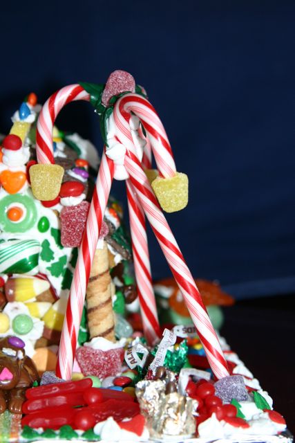 A candy cane tower.