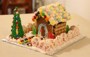 C's house from the front. Loved the peppermint pretzel fences from Apple Valley this year! Yummy!