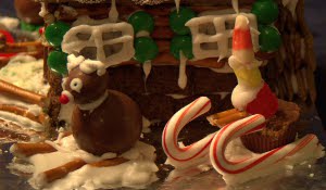 Kaitlyn's reindeer and Santa. I think Rudolph slipped and sat down!