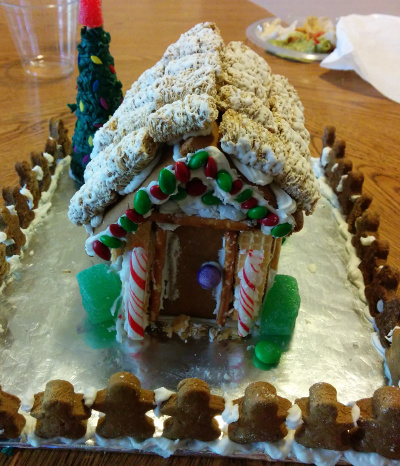 Candy door and gingerbread boy fence.