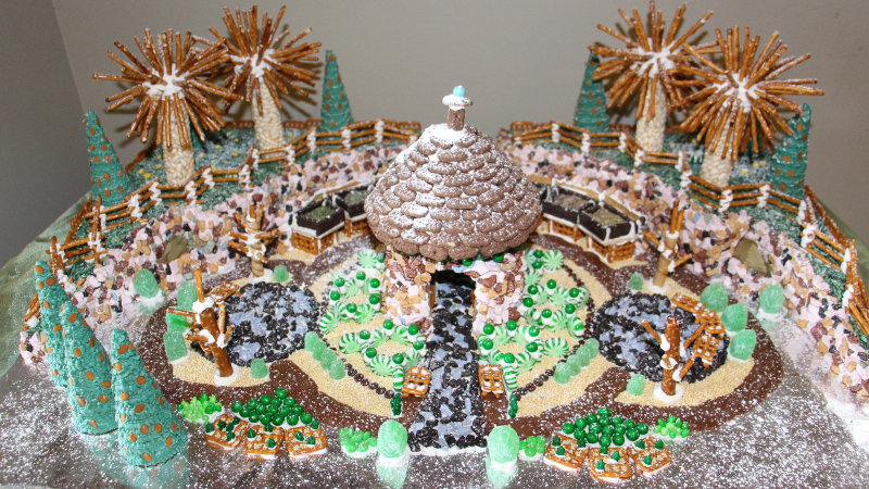 The finished product installed at Fernwood, and dusted with powdered sugar snow.