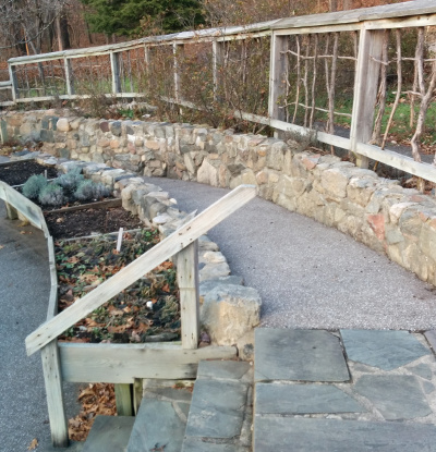 Rock edged path on both sides.