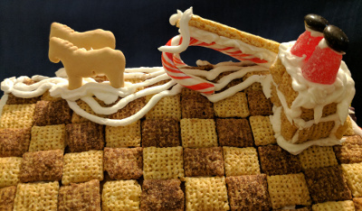 Katelynn's house had a very authentic look, with candy judiciously used. See Santa's feet disappearing down the chimney?
