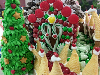 A candy cane door.